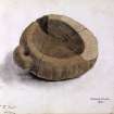 Drawing of a carved stone with handle, entitled 'Barrock Broch 1901.' Rev. D. Joass, Golspie.