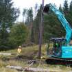 Watching brief, New pole 13 being inserted into trench, Barr A Chaistealain, Dalmally, Argyll