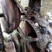 View from NW of the threshing machine in the barn.