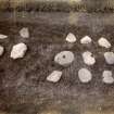 Photograph showing collection of querns excavated at Keiss White Broch and Keiss Wester Broch.