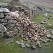 Watching brief, Mid-way through clearing rubble from W, Repairs to S Wall and Gable, Blackhouse G, St Kilda