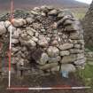 Watching brief, Record shot of blackhouse after clearance of rubble, section C exterior from S, Repairs to S Wall and Gable, Blackhouse G, St Kilda