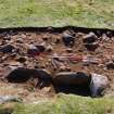 Excavation, Trench B, Trench deturfed and cleaned from W, Blasthill Chambered Tomb, 2009