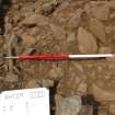 Excavation, Trench B, Large cairn material S side from N, Blasthill Chambered Tomb, 2009