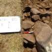 Excavation, Trench B, Blocking of chamber from S, Blasthill Chambered Tomb, 2009