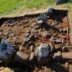 Excavation, Trench A, Cairn material behind forecourt from S, Blasthill Chambered Tomb, 2009