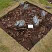 Excavation, Trench A, Cairn material behind forecourt from S, Blasthill Chambered Tomb, 2009