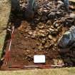 Excavation, Trench A, Cairn material behind forecourt from W, Blasthill Chambered Tomb, 2009