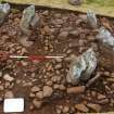 Excavation, Trench A, Blocking of façade in situ from W, Blasthill Chambered Tomb, 2009