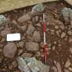 Excavation, Trench A, Cairn and kerb from N, Blasthill Chambered Tomb, 2009