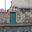 Historic building recording, Structure F, Detail of gate Meadow Lane boundary wall from S, Archers Hall, 66 Buccleuch Street