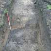 Archaeological evaluation, Trench 1, N edge of ditch [002] from E, Archers Hall, 66 Buccleuch Street