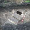 Archaeological evaluation, Trench 3, Stone lined culvert [005] from N, Archers Hall, 66 Buccleuch Street