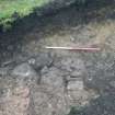 Archaeological evaluation, Trench 3, Stone wall foundations [008] from S, Archers Hall, 66 Buccleuch Street