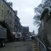 Watching brief, Outside S Leith parish church from S, Constitution Street improvements, Leith