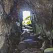 Eigg, Massacre Cave. Entrance passage from within. 