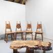 Detail of chairs in showroom of stables workshop at The Steading, Nether Blainslie.