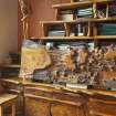 Interior view showing folding desk (raised) in ground-floor study of house at The Steading, Nether Blainslie.