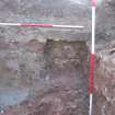 Archaeological evaluation, Trench 4 showing short section of wall 012 below wall 007, Allanbank, Duns, Scottish Borders