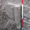 Archaeological evaluation, Trench 5, close up of door frame masonry on wall 021b, Allanbank, Duns, Scottish Borders