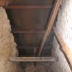 Historic building survey, Interior ceiling showing iron plates and pipe work, Fountainhall Station, Borders Railway Project