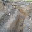 Archaeological monitoring, N end of trench 5 showing culvert 021, Hopetoun House Biomass