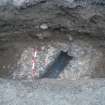 Archaeological monitoring, View of the stone-lined drain (017), Hopetoun House Biomass