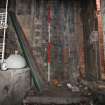 Historic building survey, E-facing wall formed by the chimney and abutting boiler house wall, Leith Academy Primary School, Edinburgh