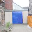 Historic building survey, E-facing elevation of the modern shed, Leith Academy Primary School, Edinburgh