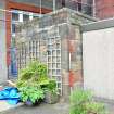 Historic building survey, General view of the exterior of the boiler house stonework, Leith Academy Primary School, Edinburgh