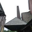 Historic building survey, The pitched gable of the canopy building and the chimney stack, Leith Academy Primary School, Edinburgh