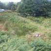 Archaeological evaluation, Structure 2- showing location of slot in E wall, Aberchalder Burn and Allt A'Choire