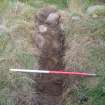 Archaeological evaluation, Structure 2- E wall following removal of stones, Aberchalder Burn and Allt A'Choire