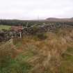 Cultural heritage assessment, Site 1, General view showing location of outcrop (now covered in turf) to S of wall, recorded previously as having cup marks cut into it, Blackshaw Community Windfarm