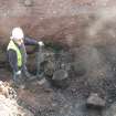 Watching brief, Manhole at W of drainage track, working shot, Path Brae, Kirkliston