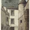 Perspective view of Prince Charlie's House, 7-11 Castlegate, Jedburgh.