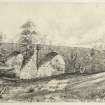 Drawing of Old Bridge, Ruthven inscribed 'Old Bridge at Ruthven, Forfarshire, WL Oct 1869'.