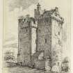 Drawing of Clackmannan Tower inscribed 'Clackmannan Tower, W Lyon 1870'.