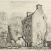 Drawing of Carslogie House inscribed 'W Lyon'.