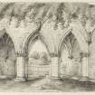 Drawing of Lindores Abbey signed W Lyon.