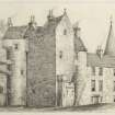 Drawing of Fernie Castle signed W Lyon.