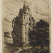 Etching of Amisfield Tower inscribed 'WL Del et AgFt 1886'. See DC 67827 for perspective view of same castle.