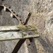 Detail of meal mill waterwheel remains ('start and awe' type) - surviving 10-inch (254mm) long paddle support peg