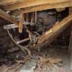 Interior.  Ground floor from west of 1940s addition to south of mill. View of collapsed floor