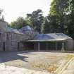 General view from the north-east showing courtyard at Stables, Brechin Castle.