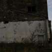 Historic building survey, W-facing elevation, ground floor blocked doorway at S end, Pathbrae Maltings Building, Kirkliston