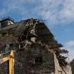 Demolition watching brief, W-facing elevation partially demolished showing roof trusses, Pathbrae Maltings Building, Kirkliston