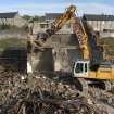 Demolition watching brief, Demolition of the N end of the building taken from the aerial platform, Pathbrae Maltings Building, Kirkliston