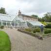 General view from south-west showing Glasshouses, Brechin Castle.