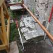 Archaeological works, Stone 2, plinth following removal of stone, St Columba's Chapel, Aiginis, Isle of Lewis